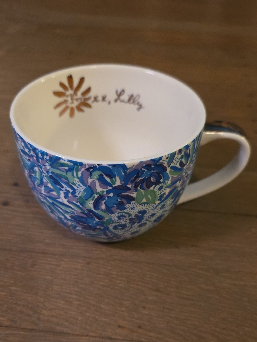 Lilly Pulitzer Blue Green Floral Ceramic Mug